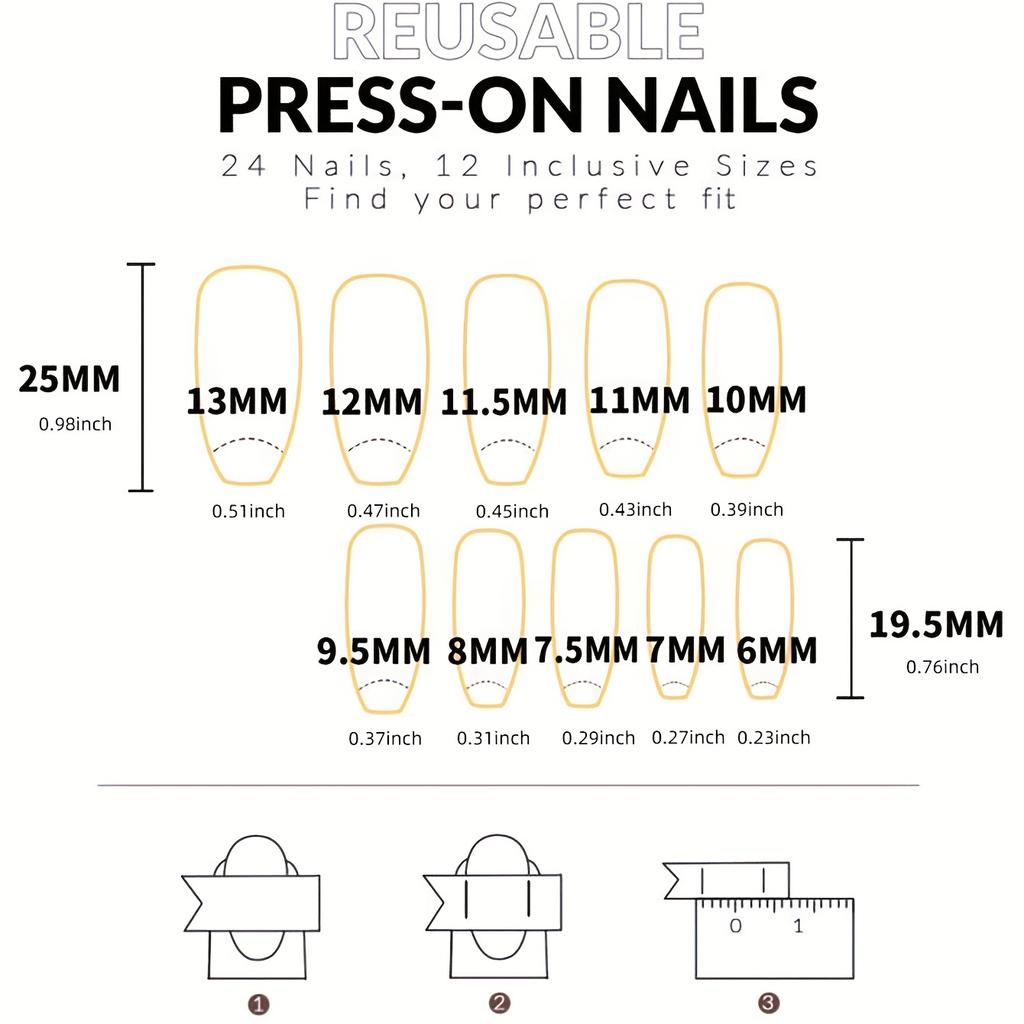 Coffin Press On Nails, Pink White Glossy Fake Nails With Flower Line Designs, Acrylic All Cover False Nails For Women And Girls 24pcs