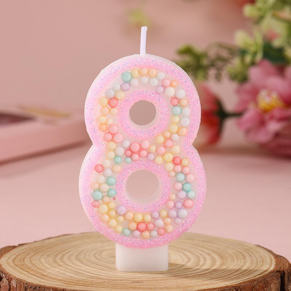 Cross-border Pink Macaron Foam Balloon Birthday Cake Number Candles - Creative Party Decorations