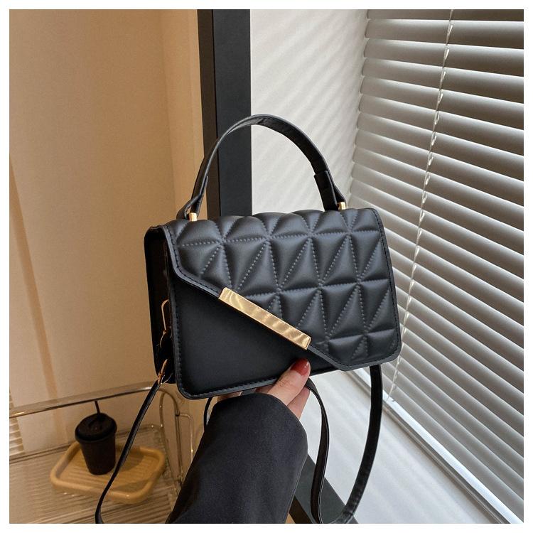 Ladies Diamond Grid Embroidery Thread Small Square Tote Bag, Women's Single Shoulder Crossbody Bag, Texture Popular Handbag