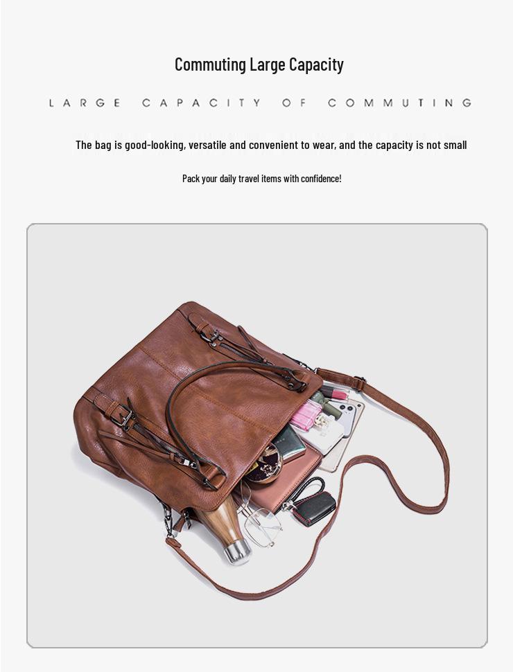 Women's Large Soft Leather Handbag: European & American Style Tote, Single Shoulder & Crossbody Bag, 2025 Collection