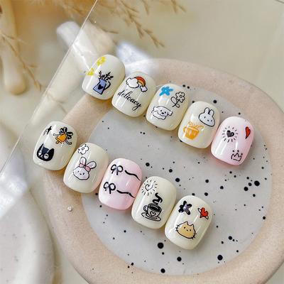 5D Embossed Cute Cartoon Animal Design Nail Art Sticker Decals Self Adhesive Supplies For Women And Girls