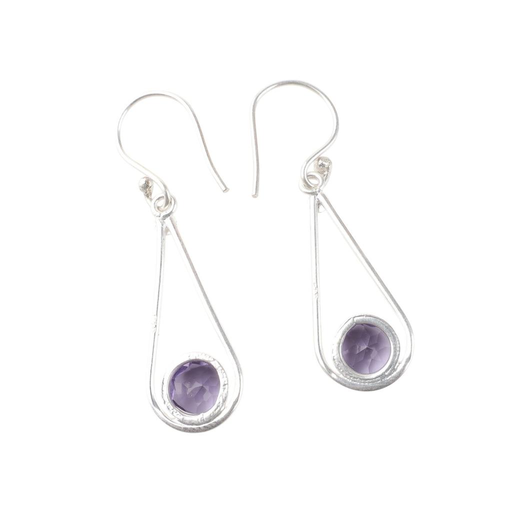 Iolite Gemstone 925 Sterling Silver Jewelry Handmade Drop/Dangle Earrings 1.76" EE-126-8