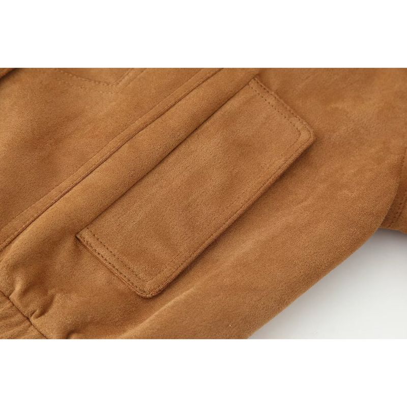 Kaslead New Women Clothes Western Style Versitile Fashion Three-Color Suede Short Cargo Outerwear