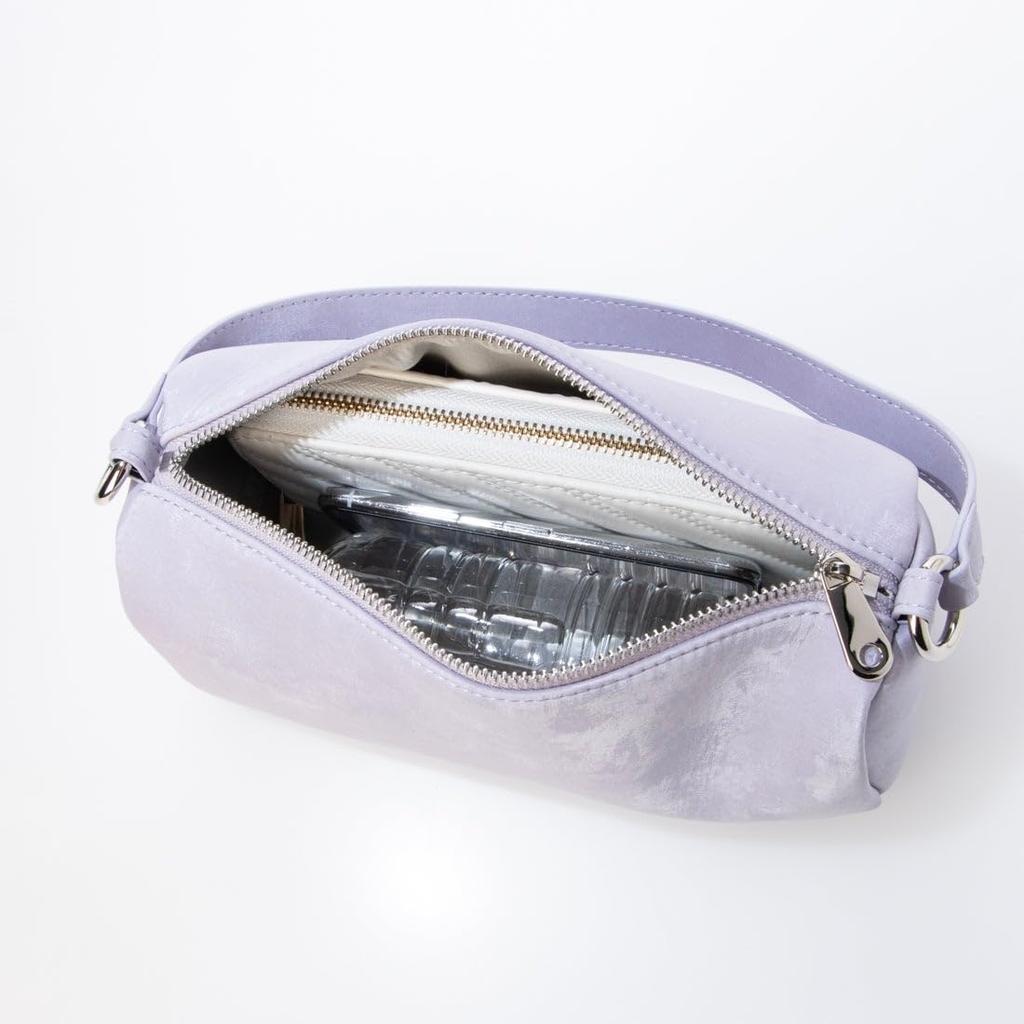 Silk satin-like synthetic leather tubular shoulder bag