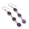 Natural Sage Amethyst Gemstone Handmade 925 Sterling Silver Earring 2.60" M4n67