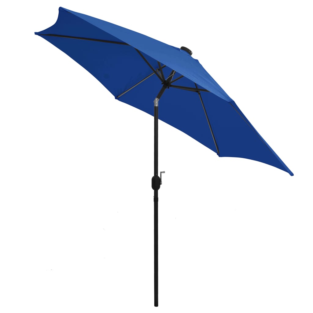 LED Illuminated Sun Umbrella with Aluminum Pole 300 Cm Azure Blue