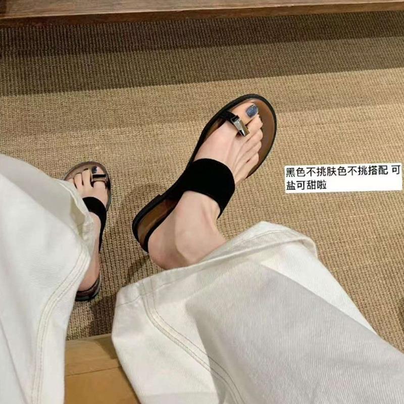 One Character with Outer Wear Cover Toe Herringbone Flat Bottom Toe Cool Slippers Female Summer