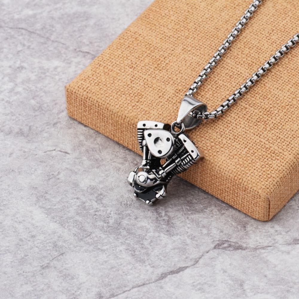 Nightclub Hip Hop Personality Engine Titanium Steel Necklace Pendant Men and Women