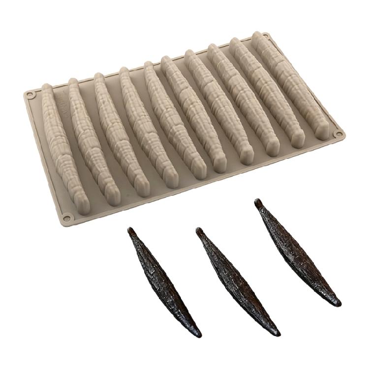 

Creative Silicone Vanilla Pods Mousse Mold Kitchen Bakewares Dessert Baking Tool Chocolate Making Mould светло-коричневого