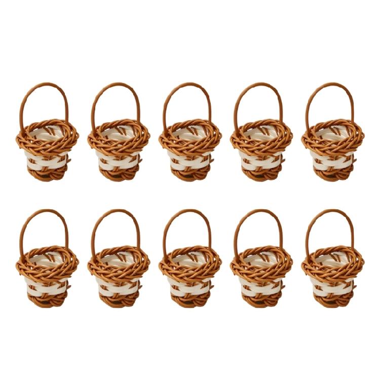 

10PCS/Pack Decorative Mini Baskets User Friendly Plastic Handheld Gift Basket Suitable for Home and Event Decors коричневий