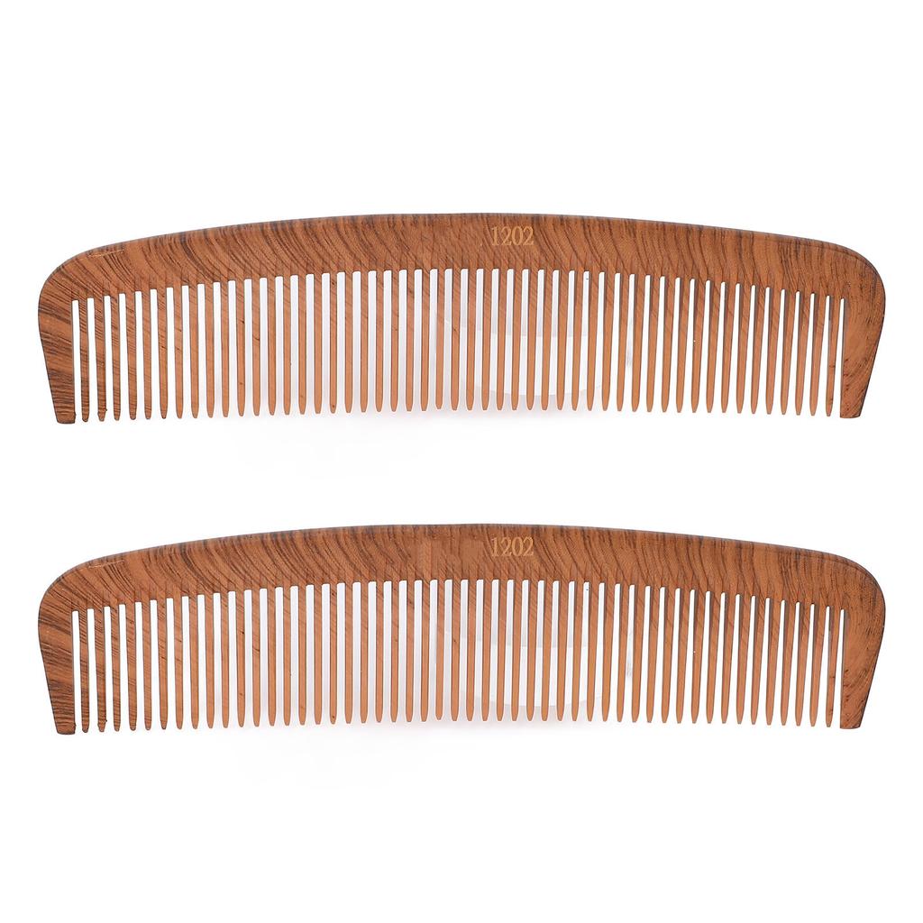 2pcs Wooden Hair Comb Portable Anti Static Clipper Comb for Barber Shop and Hair Salon