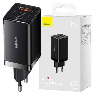 Netzladegerät Baseus Gan5 Pro 2Xusb-C + Usb, 65W (Schwarz)