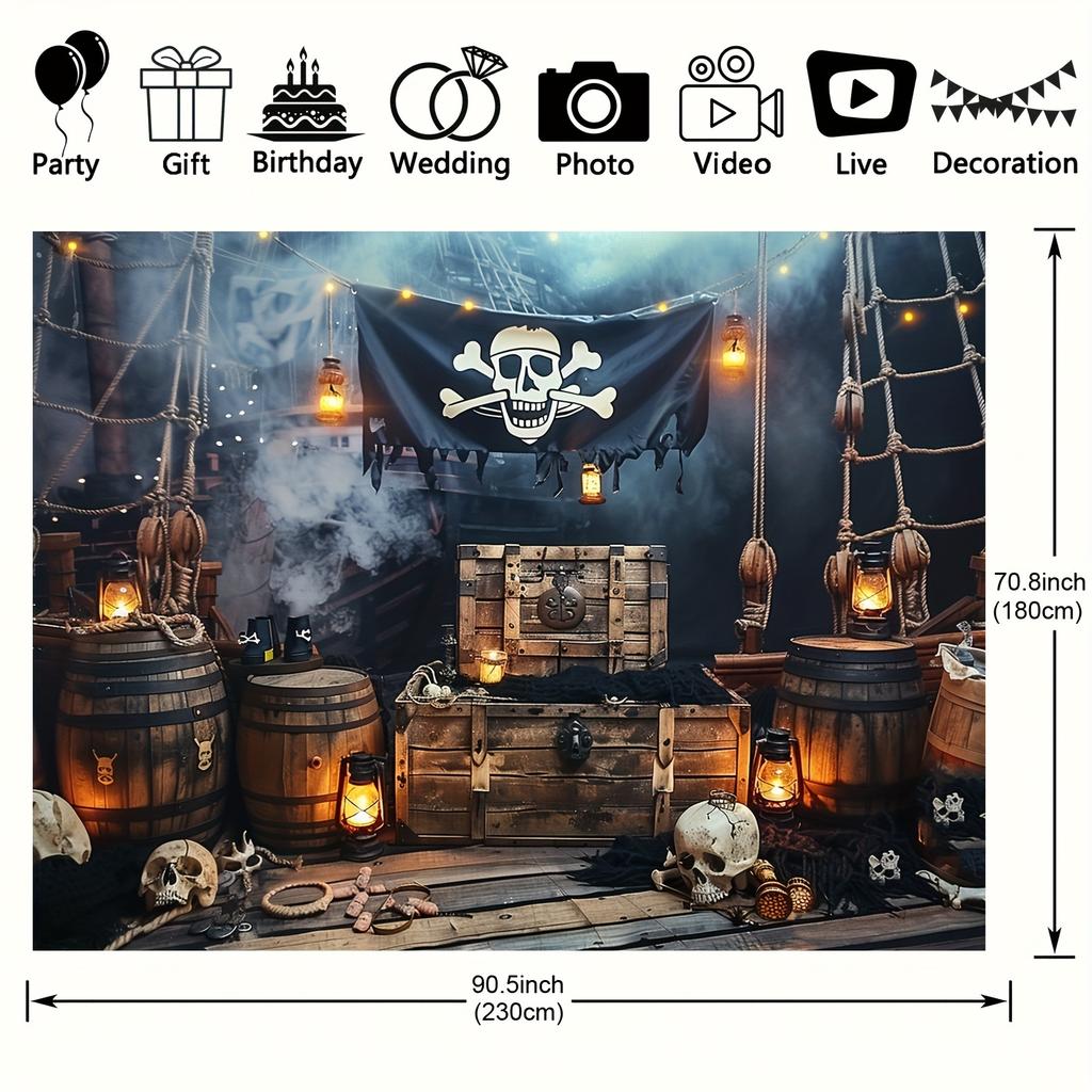 Pirate themed polyester photography background, perfect for teenage birthday parties, indoor/outdoor decoration