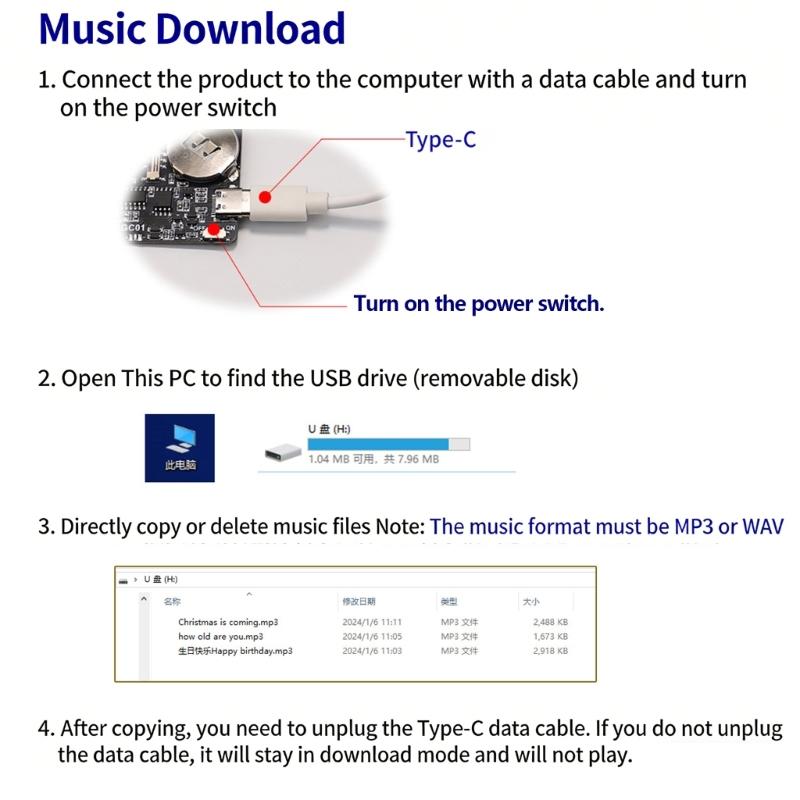 8MB Speicher Magnetischer Schalter Sprachaufnahmemodul Herunterladbares Soundmodul Einstellbar Für Kreative Projekte