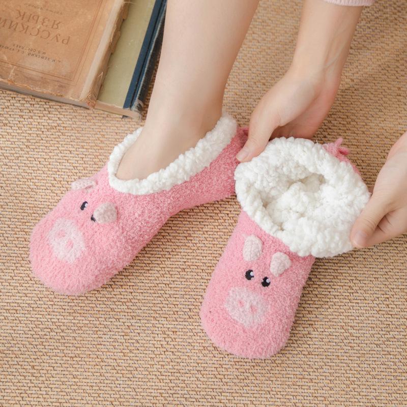 Women's Cartoon Coral Fleece Floor Socks - Soft Slipper Socks & Bare Leg Sleeves for Home, Christmas, or Sleep