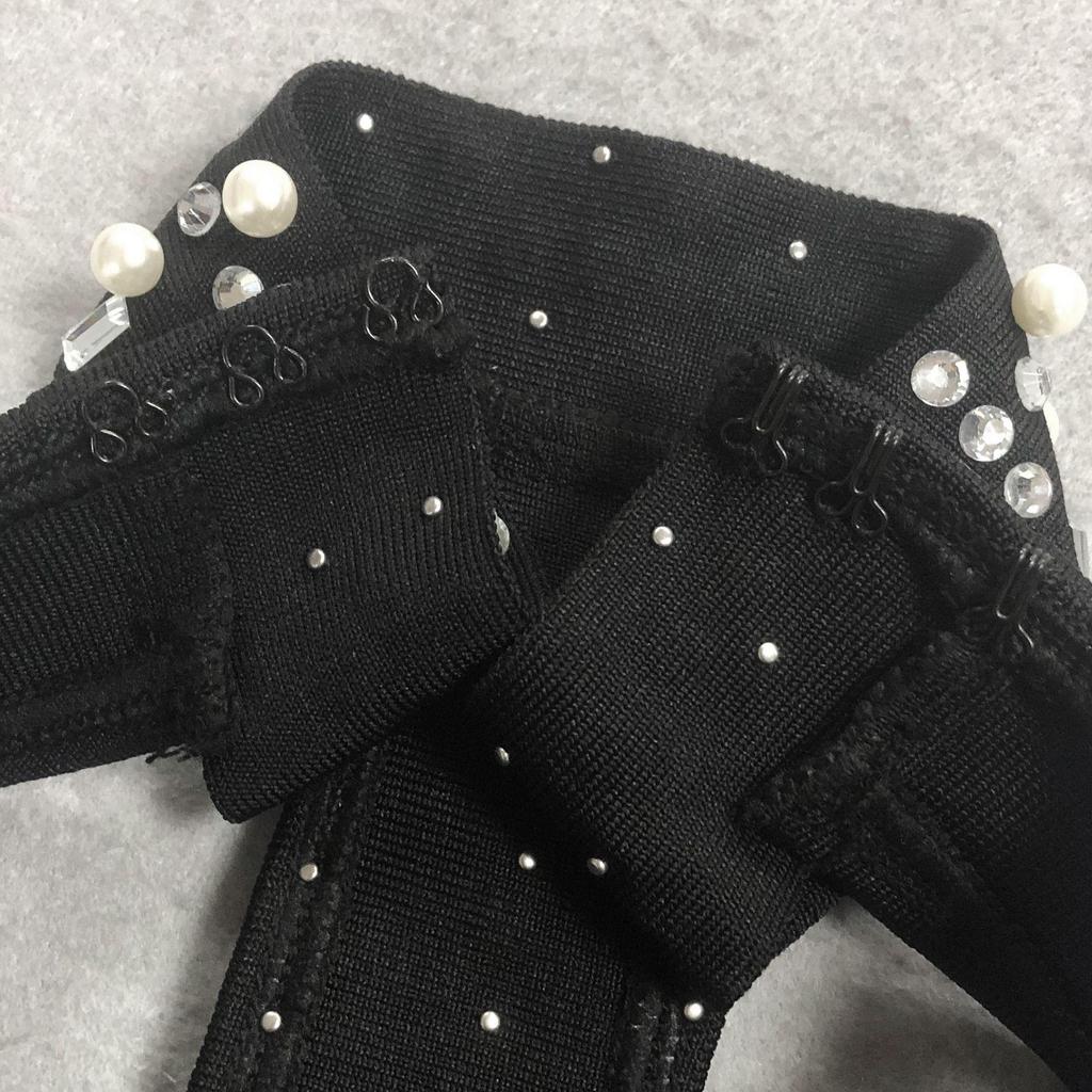 2025 Autumn/Winter European Fashion Pearl Rhinestone Halter Bandage Dress