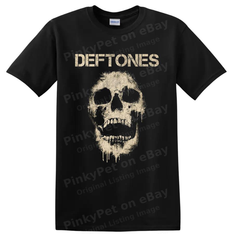 Deftones Kurukafa Grafikli Tişört Eskitilmiş Rock Grubu Gotik Korku Vintage Stil