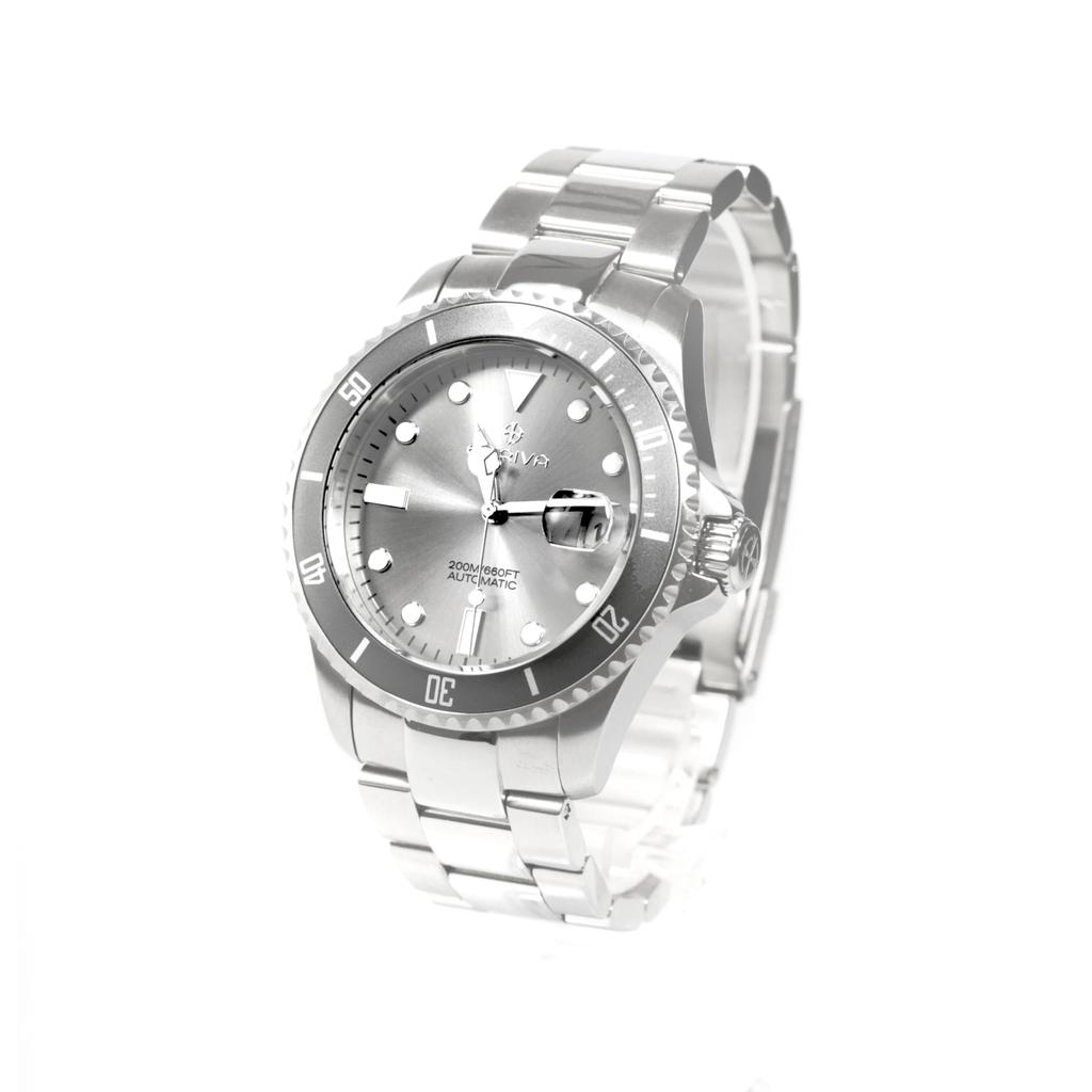 ENRIVA 200m Waterproof Diver Automatic Watch Stainless Steel Band Professional Japanese Automatic Watch for Men with 3 Hand Date Calendar Rotating