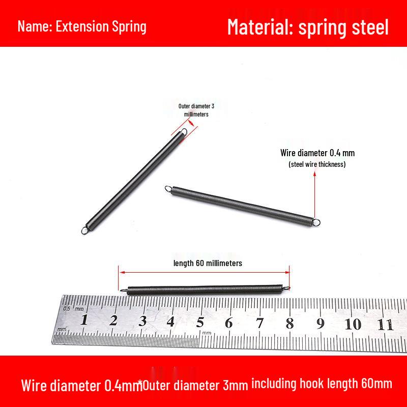 Micro Precision Extension Tension Spring Set with Hooks, 0.4mm Wire Diameter, 3-5mm Outer Diameter