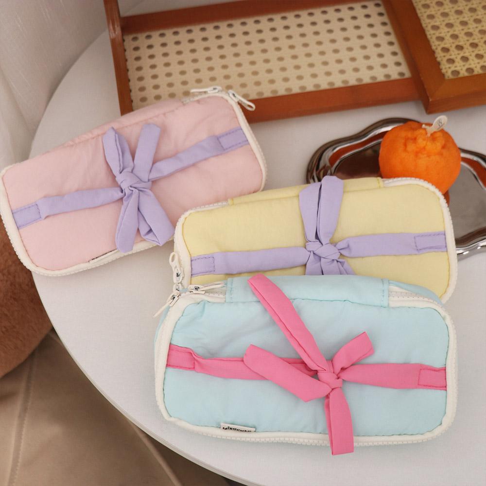 Desktop Storage Korean Style Pencil Case Large Capacity Bow Pencil Pouch Bow Stationery Bag Office