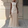 Womens Solid Color Sleeveless Backless Maxi Dress Streetwear Style 2025