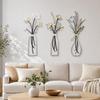 Botanical Metal Wall Decorations Layered Art with Vase Shaped