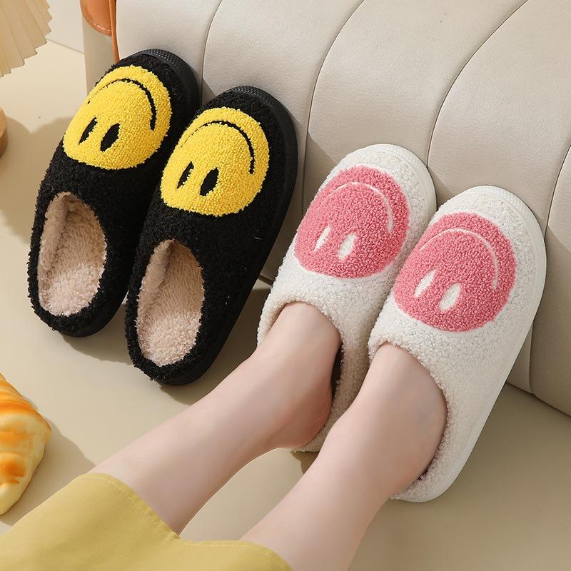 Cartoon smiley cotton slippers winter women's indoor home non-slip household autumn and winter warm slippers
