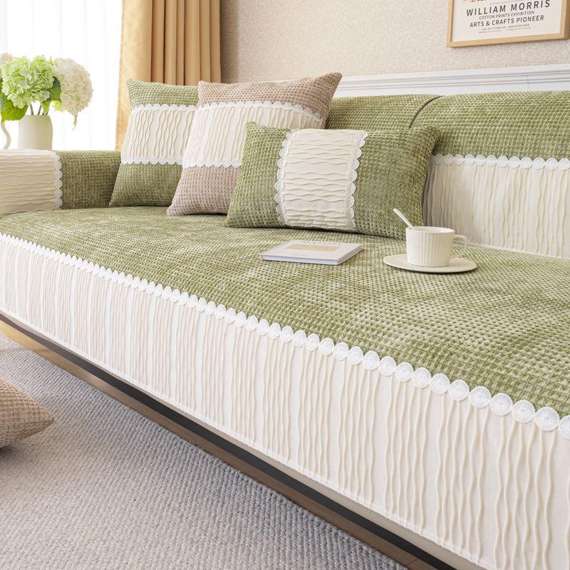 1pc Chenille Sofa Cover, Modern Minimalist Design Non-Slip Furniture Protector for Living Room, Bedroom, Office - Fits Armchair To 4-Seater Sofa