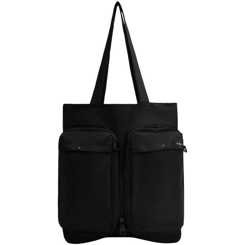 Calvin Klein Classic Fabric Label Casual Commuter Business Large Capacity Tote Bag Men Tote Bag Space-Black HH4109-UB1 Basic Set (Bag)