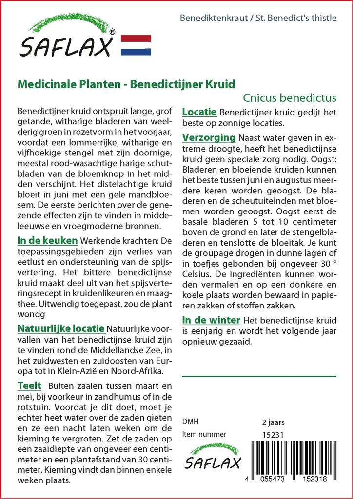 SAFLAX Garden In the Bag - St. Benedict's Thistle - 50 Seeds - With Substrate In a Fitting Stand Up Bag - Cnicus Benedictus