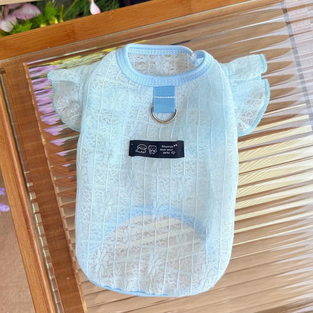 Airy Fabric Pet Cooling Vest Fly Sleeve Summer Dog Clothes Cute Dog Sunscreen Shirt Sun Protection