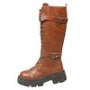 Women's Casual Long Riding Boots Women's Round Toe Square Heel Lace Up Leather Boots High Heels Boots for Women Sexy Size 12
