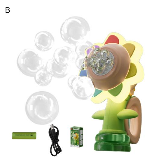 Sunflower Bubble Machine for Car Automatic Bubble Blower with Remote Control Fun Swing Dance Bubble Maker with Colorful Lighting for Parties Events