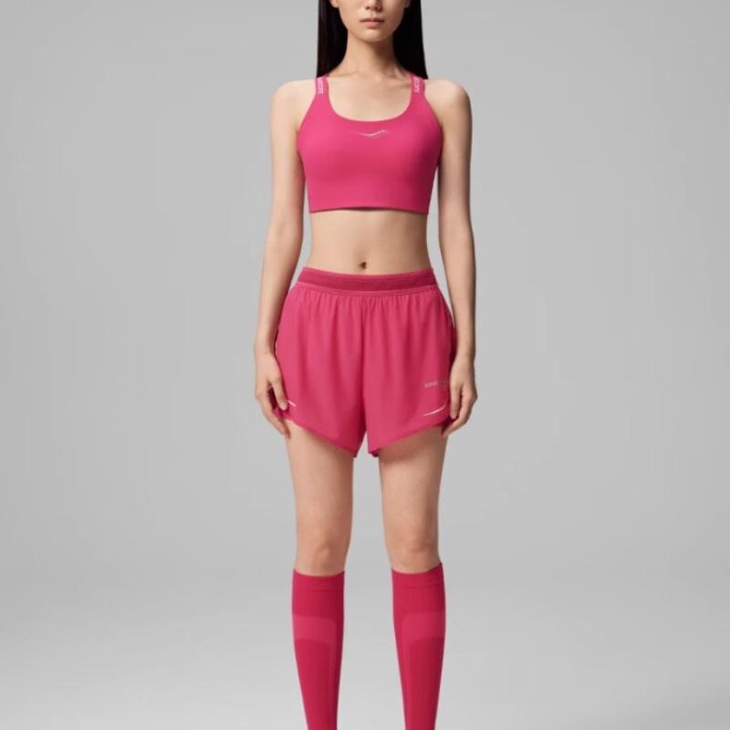 Saucony Professional Training Quick-Dry Breathable Double-Layer Sports Shorts Women shorts Purple Crimson SA1250DP63T-RD024