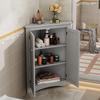 Grey Corner Cabinet for Bathroom – Freestanding 2-Door Triangular Cabinet with 3 Levels, High-Quality MDF Board with Lacquered Surface (61.5 X 80 Cm)