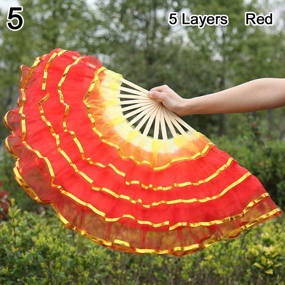 Long Imitation Dancer Practice Long Silk Fans Belly Dancing Fan Silk Fans Rayon Silk Fans
