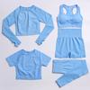 New European & American Women's Quick-Dry Yoga Set: Long Sleeve Top, Sport Vest, Tight Pants.