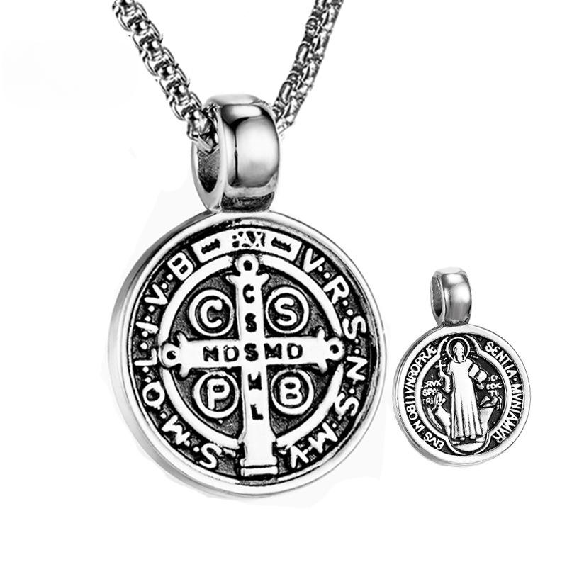 Cruz de San Benito Colgantes Religiosos Acero Inoxidable Exorcista Italiano Collar de San Benito Joyería