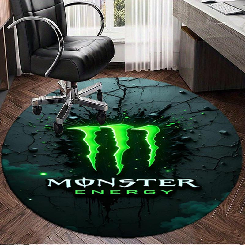 1 Stück Monster Energy Runder Teppich, Rutschfeste Stuhlmatte, Heimdekoration, Kreis-Teppich Perfekt für Büro, Schlafzimmer, Wohnzimmer, Weihnachtsgeschenk