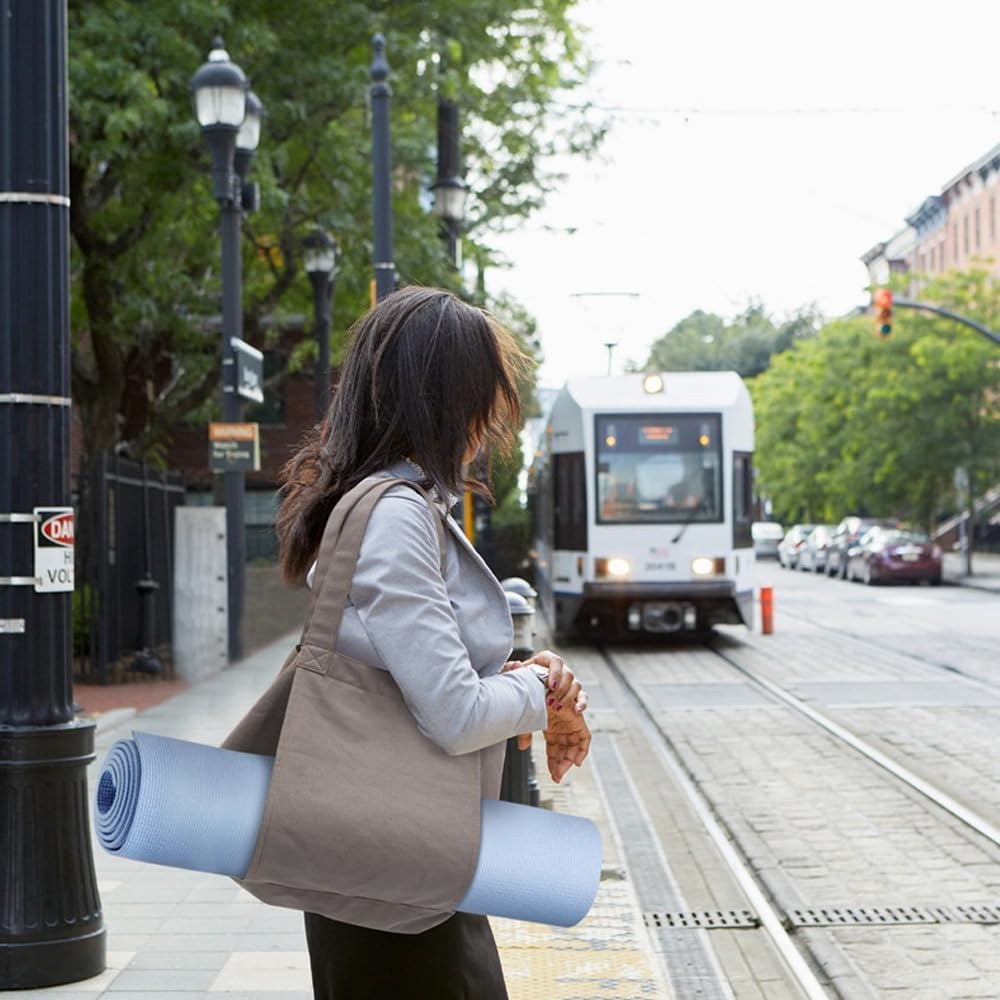 Canvas Yoga Mat Storage Yoga Mat Pilates Mat Shoulder Bag for Office Workouts and Pilates Bag, Carrier, (Gray)