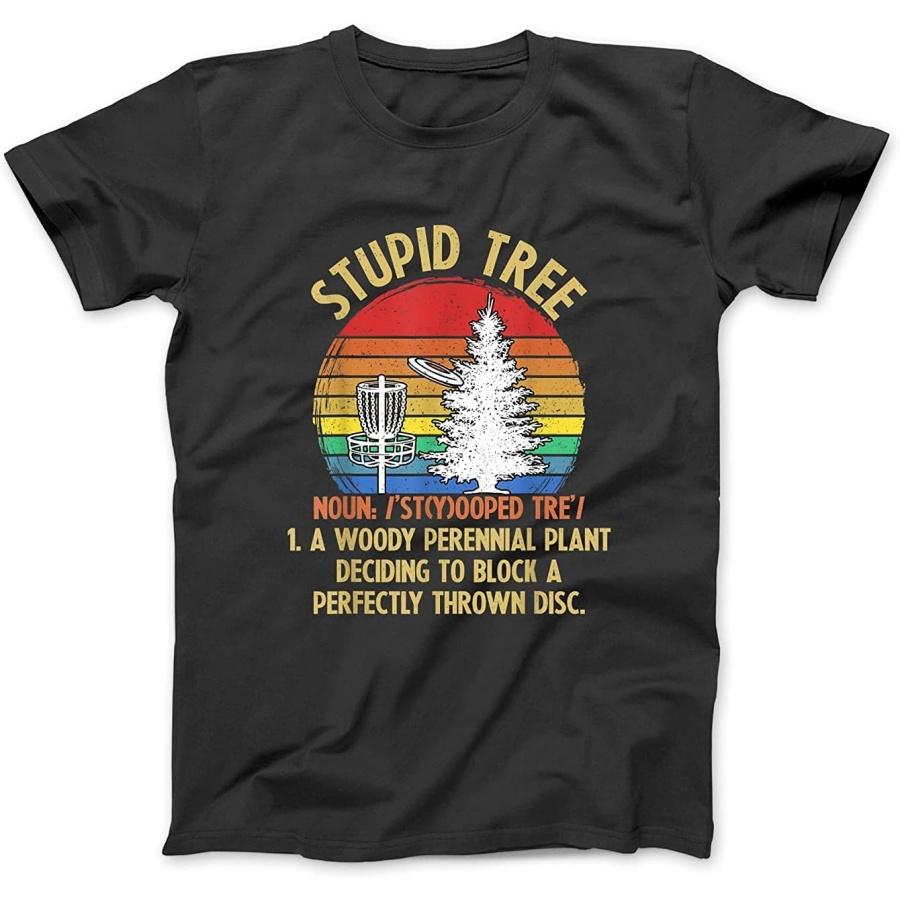 Vintage Sunset Stupid Tree Disc Golf Shirts Men Funny Fans T-Shirt JTN Mens Womens Tanktop Hoodie Sweatshirt Black S