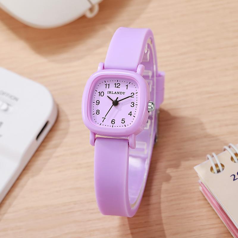 Fashion Silicone Strap Women Quartz Watch Simple Square Arabic Dial Ladies Wristwatches Girls Clock Student Daily Use