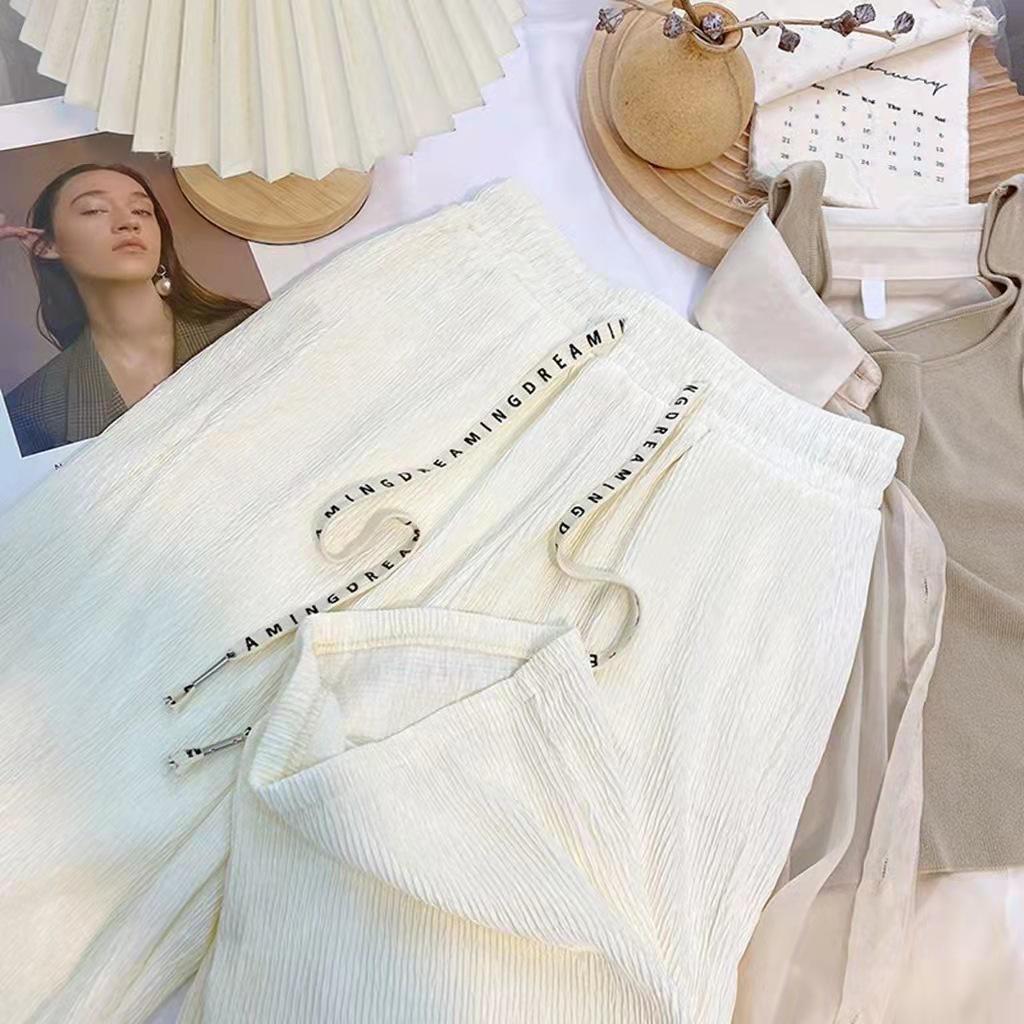 Women's Summer Two-Piece Set: C-Letter Tee & Wide-Leg Trousers