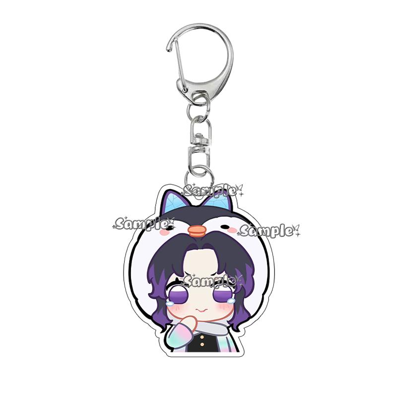 Q Version Anime Acrylic Agatsuma Zenitsu Tsuyuri Kanawo Kochou Tanjiro Nezuko Cartoon Kawaii Keychain Pendant Decor Fans Gifts