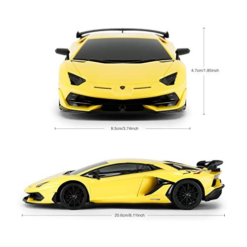 RASTAR 1/24 Lamborghini Aventador SVJ Radio Control Car, 2.4GHz Yellow