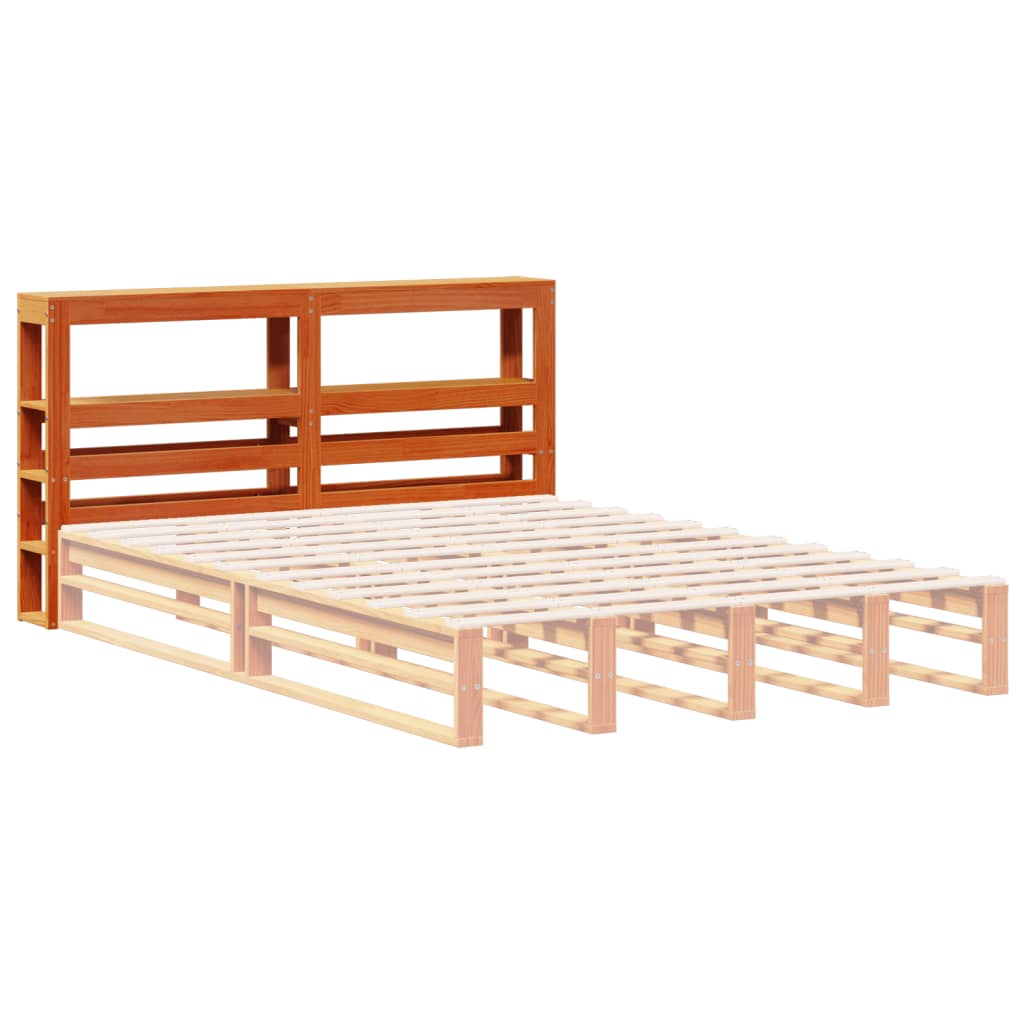 Vidaxl Wezgłowie Do Łóżka, Z Półkami, Woskowy Brąz, 150 Cm, Sosnowe
