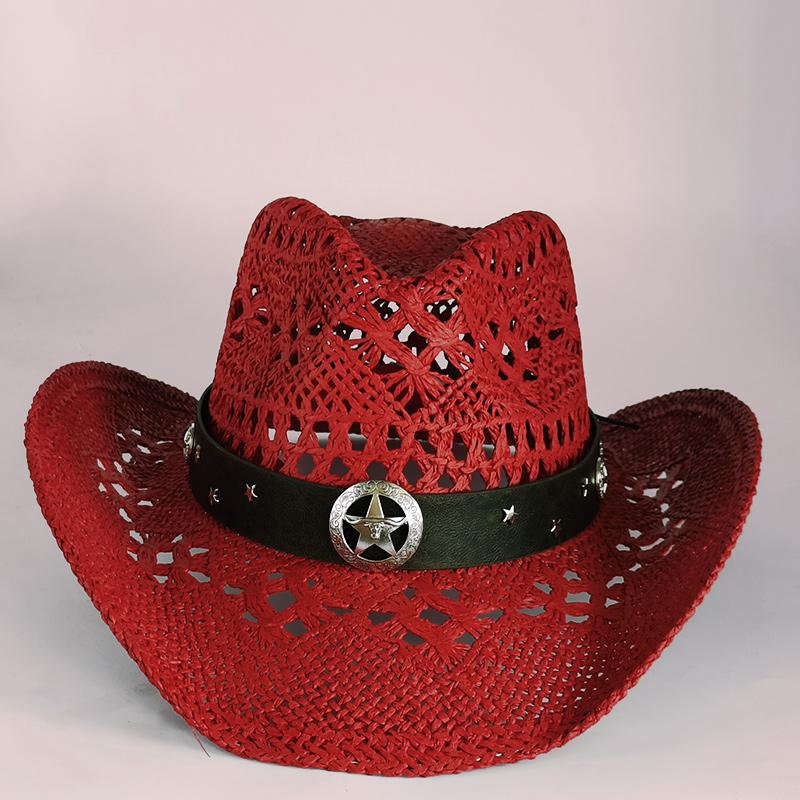 new Men Cowboy Straw hat women Fashion Large Brim straw hat with belt Party Outdoor summer cowgirl beach Sun Hat sombrero vaquer