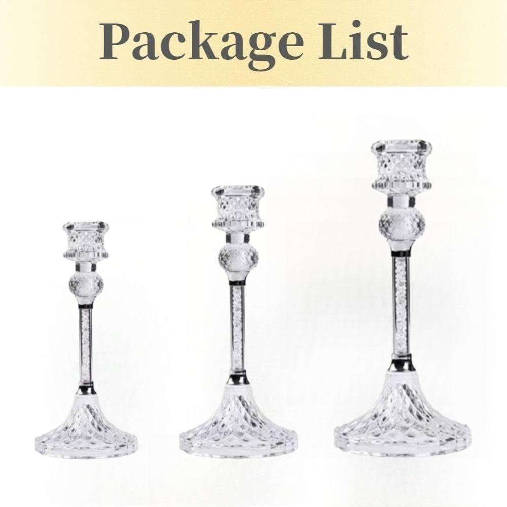 

3Pcs Transparent Glass Diamond Candle Holder Romantic Fashion Wedding Decoration Table Centerpiece Party Christmas Decoration