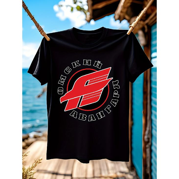 Avangard Omsk T-Shirt | Oversize Graphic Tees, Casual Style, Crew Neck, Long Sleeve, Slight Stretch Fabric, Perfect for All-Season S чёрный