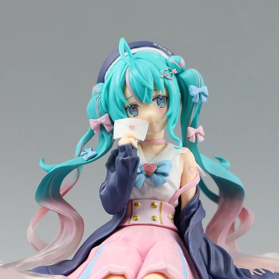 Hatsune Figures Hand-made 14cm Sitting Posture Hatsune Cute Miku Sailor Clothes Anime Beautiful Girls PVC Model Decorations